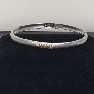 Black Hills Sterling Silver Bangle Bracelet with 12k Gold Accent